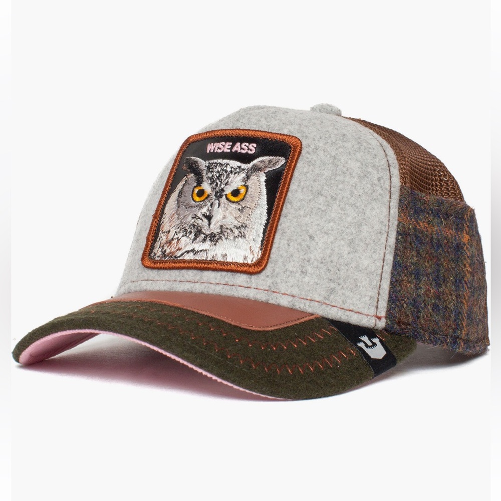 GOORIN BROS CUM LAUDE OWL PATCH FELT TRUCKER HAT NWT